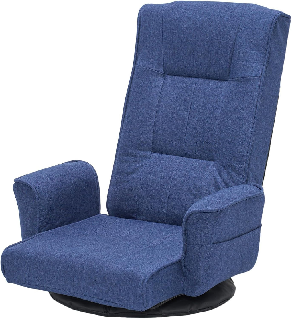 360 Swivel Gaming Chair 14-Position Adjustable Folding Floor Sofa with Armrests Lounger Bed for Home & Living Room Chaise Lounge Indoor for Adults (Blue-1)