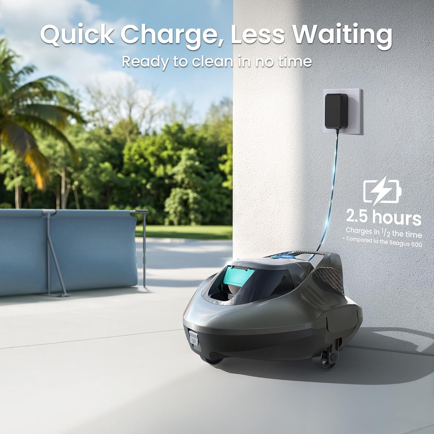 AIPER Seagull SE 2025 Cordless Robotic Pool Cleaner with LED Indicator, Self-Parking Technology, Lasts 90 Mins Runtime, Ideal for Above-Ground Pool up to 40 Feet, Grey & Teal
