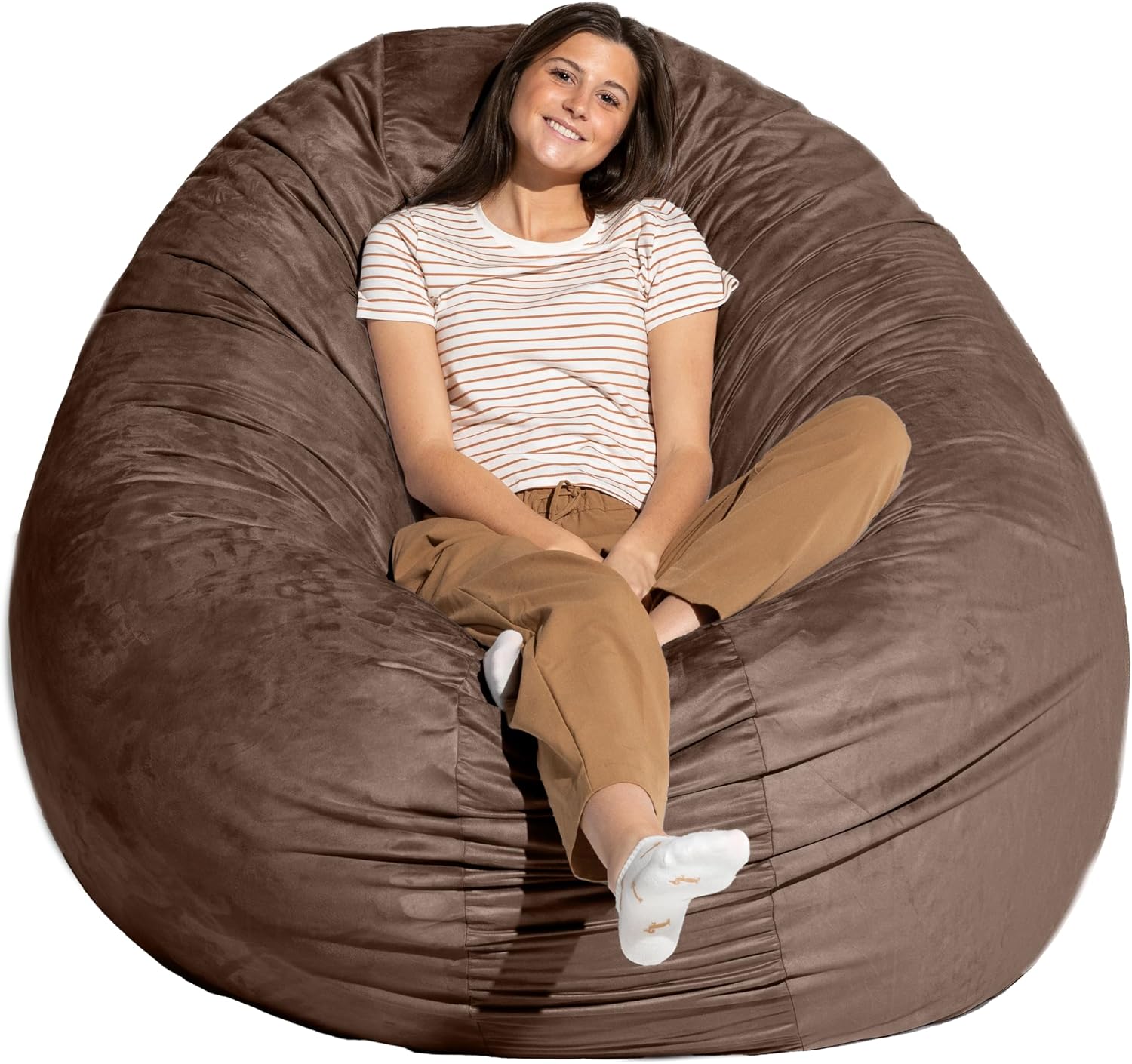 Jaxx 6 Foot Cocoon - 2-in-1 Convertible Bean Bag Bed & Large Bean Bag Chair for Adults, Chocolate