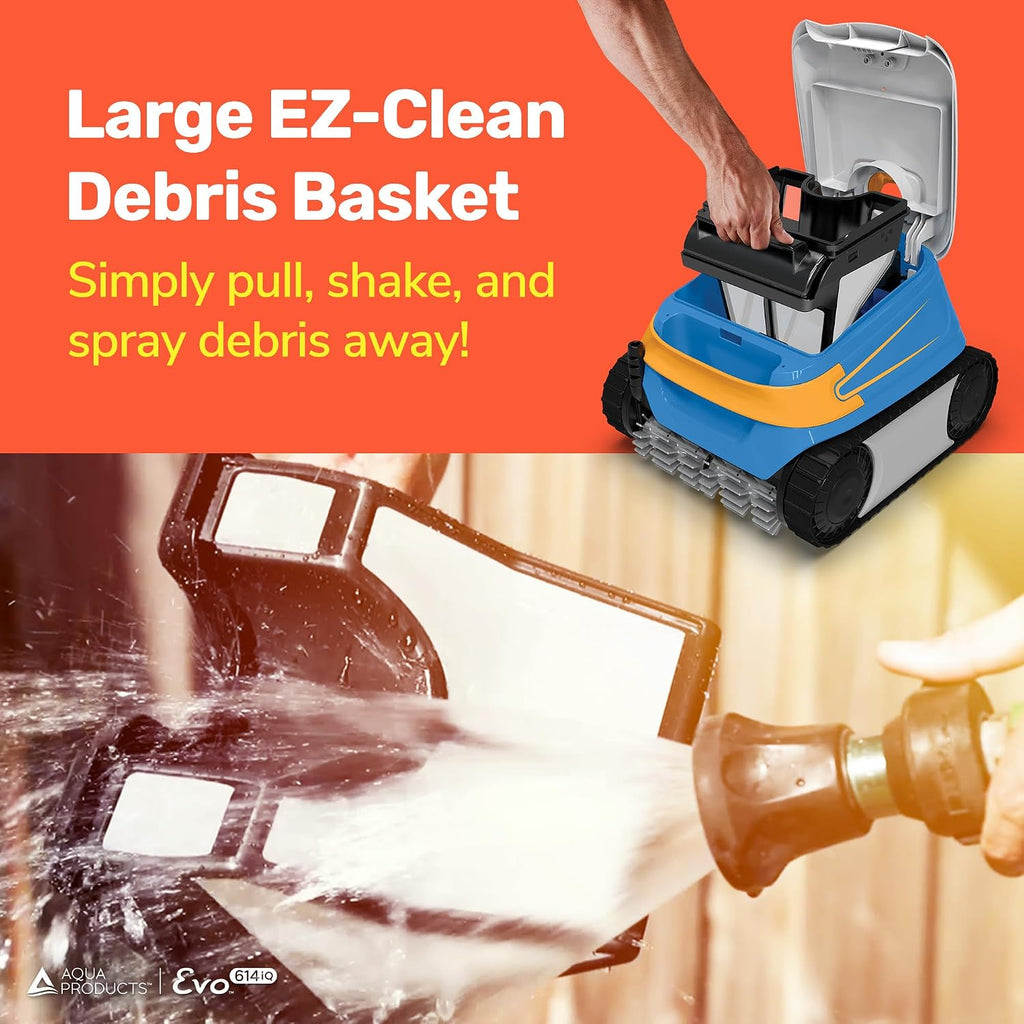 Aqua Products Evo614iQ Robotic Pool Cleaner, Automatic Vacuum for Inground Pools with 60ft Swivel Cable, Smart App, WiFi, Wall Climbing Vac w/Strong Suction & Easy to Clean Top Loading Filter