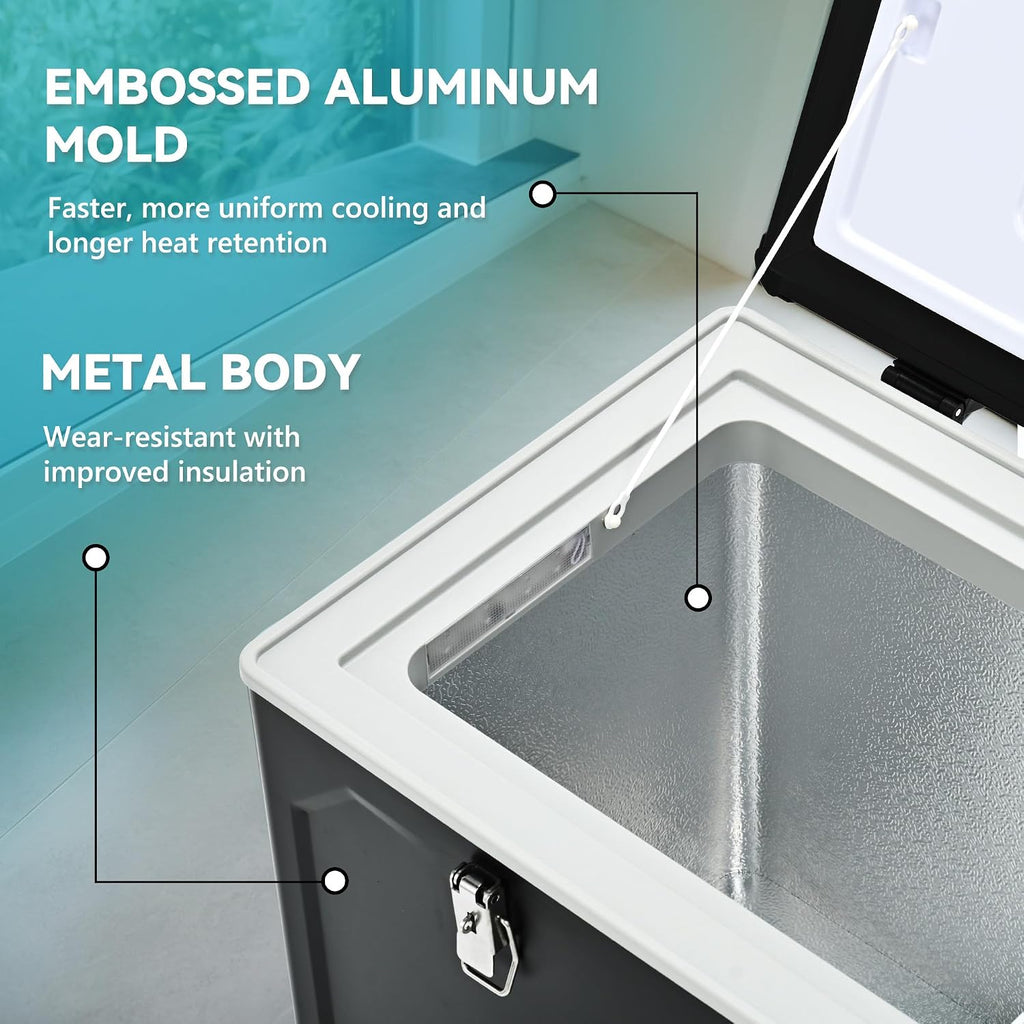 EUHOMY 12 Volt Refrigerator, 48QT Electric Cooler Powered by SECOP, Car Refrigerator -4℉~68℉, 12V Fridge 12/24V DC 110-240V AC, Portable Freezer for Camping, Boat,Travel