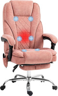 Vinsetto Massage Office Chair with Foot Rest, Executive Computer Desk Chair with 6 Vibration Point and Heat, Reclining Backrest, Swivel Wheels, Adjustable Height, Pink