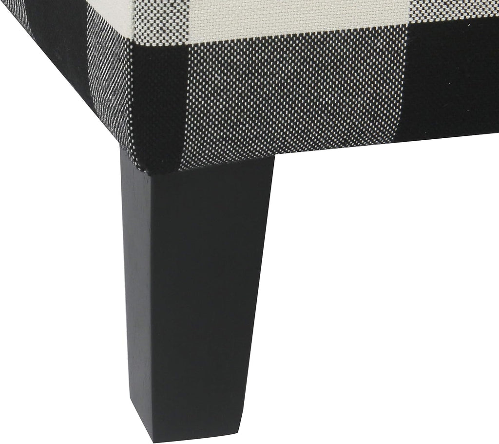 HomePop Large Upholstered Rectangular Storage Ottoman Bench with Hinged Lid, Black Buffalo Plaid