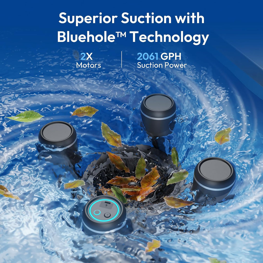 BUBLUE F10 Robotic Surface Skimmer, Pool Cleaner with Powerful Suction, Dual Motor, 5L Filter, Dual Cleaning Modes,App Control,One-Tap Docking, AI Navigation, Ideal for In-Ground & Above-Ground Pools