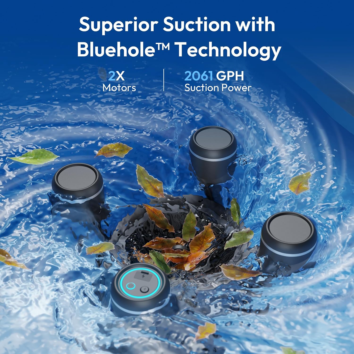 BUBLUE F10 Robotic Surface Skimmer, Pool Cleaner with Powerful Suction, Dual Motor, 5L Filter, Dual Cleaning Modes,App Control,One-Tap Docking, AI Navigation, Ideal for In-Ground & Above-Ground Pools