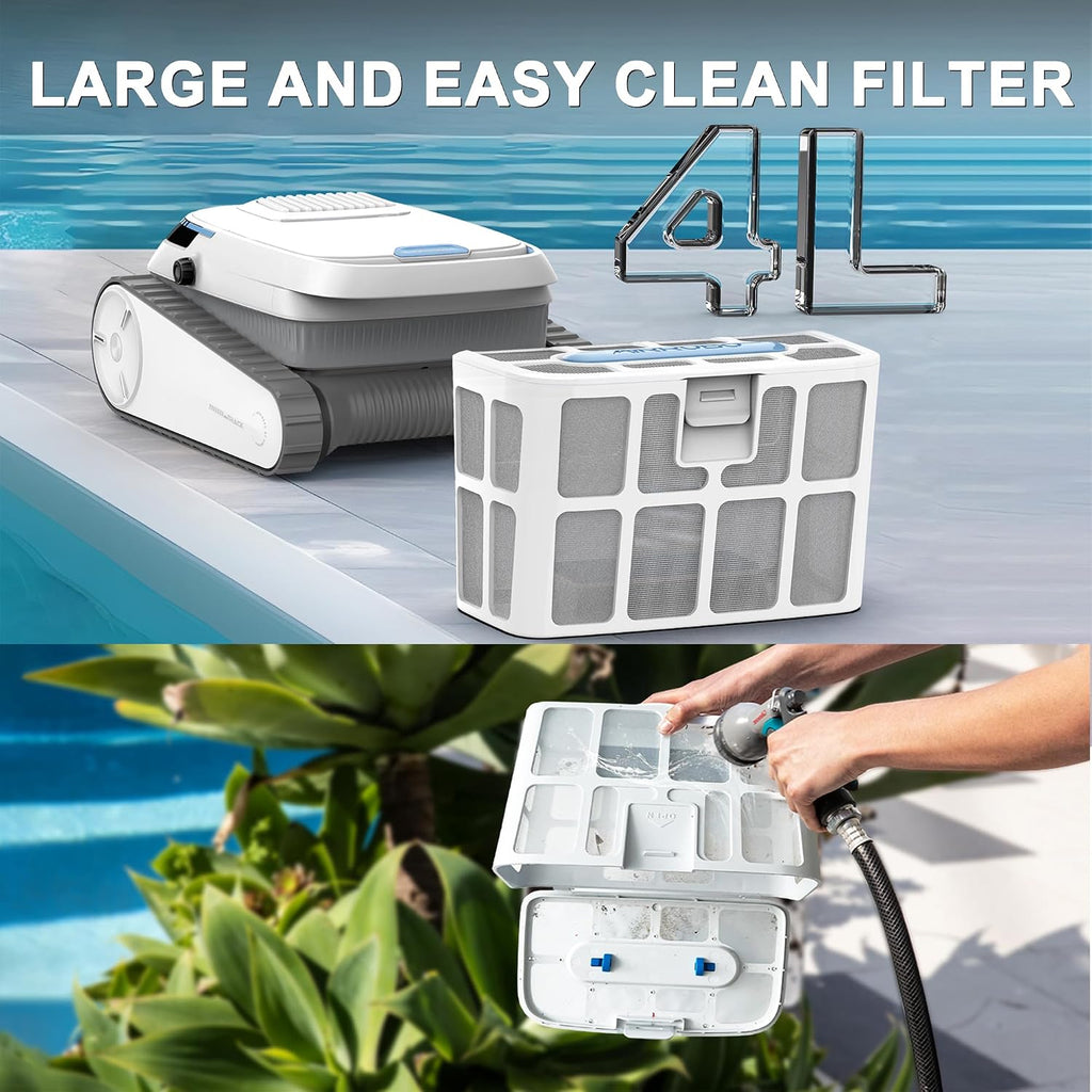 VOXIV Cordless Robotic Pool Vacuum, Pool Cleaner with Track Drive & Smart Navigation, Wall & Waterline Climbing, 120min Runtime, for Inground & Above-Ground Pools up to 1600 Sq. Ft.