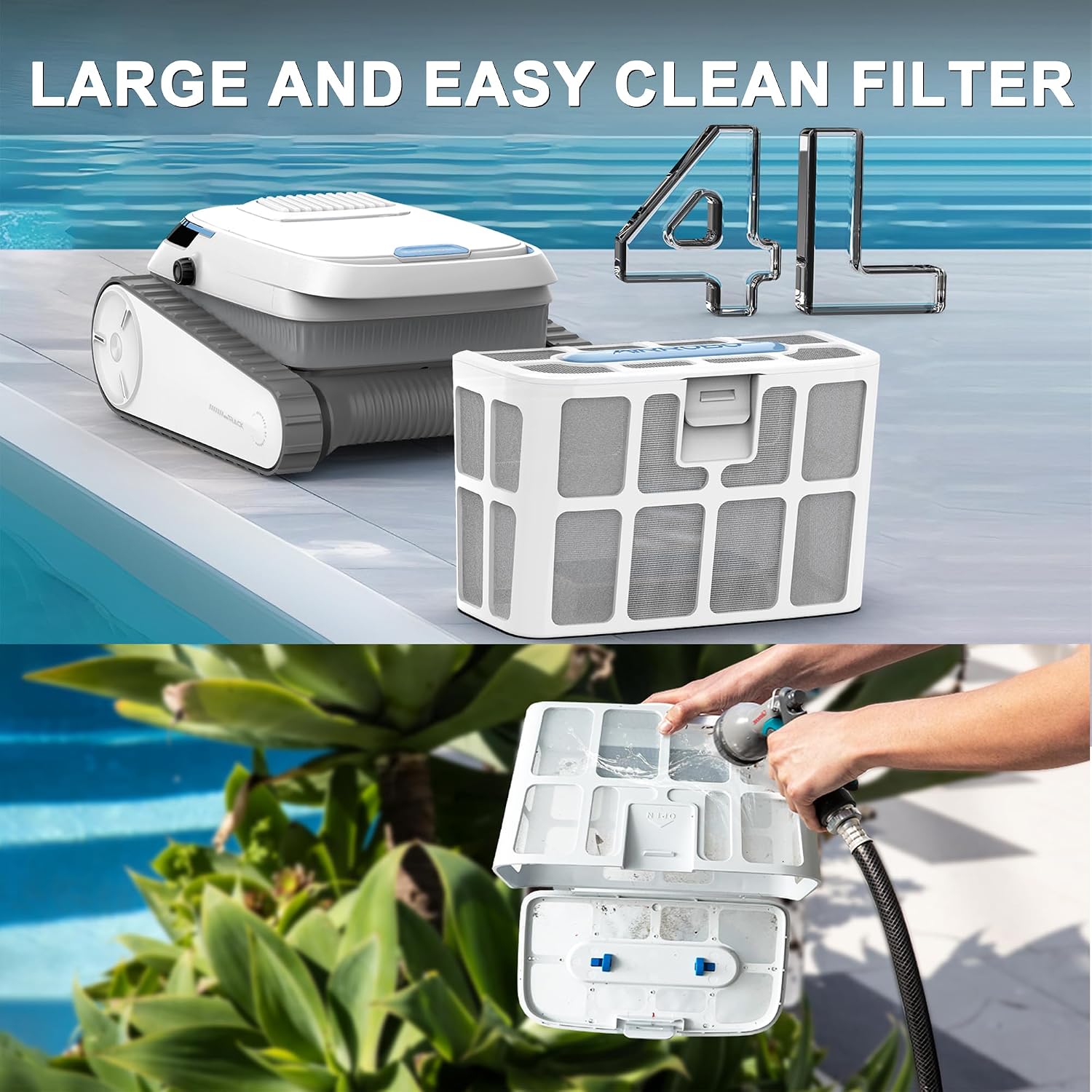 VOXIV Cordless Robotic Pool Vacuum, Pool Cleaner with Track Drive & Smart Navigation, Wall & Waterline Climbing, 120min Runtime, for Inground & Above-Ground Pools up to 1600 Sq. Ft.