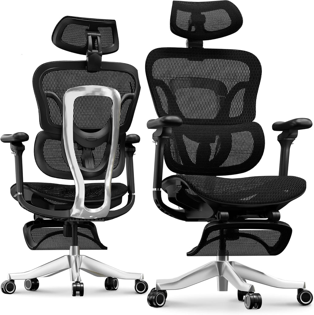 FLEXISPOT ErgoX Max Ergonomic Office Chair with footrest Black - Aluminum Alloy Frame & Base, 661 lb Capacity, 5D Armrests, 4D Adaptive Lumbar & 4D Headrest 1