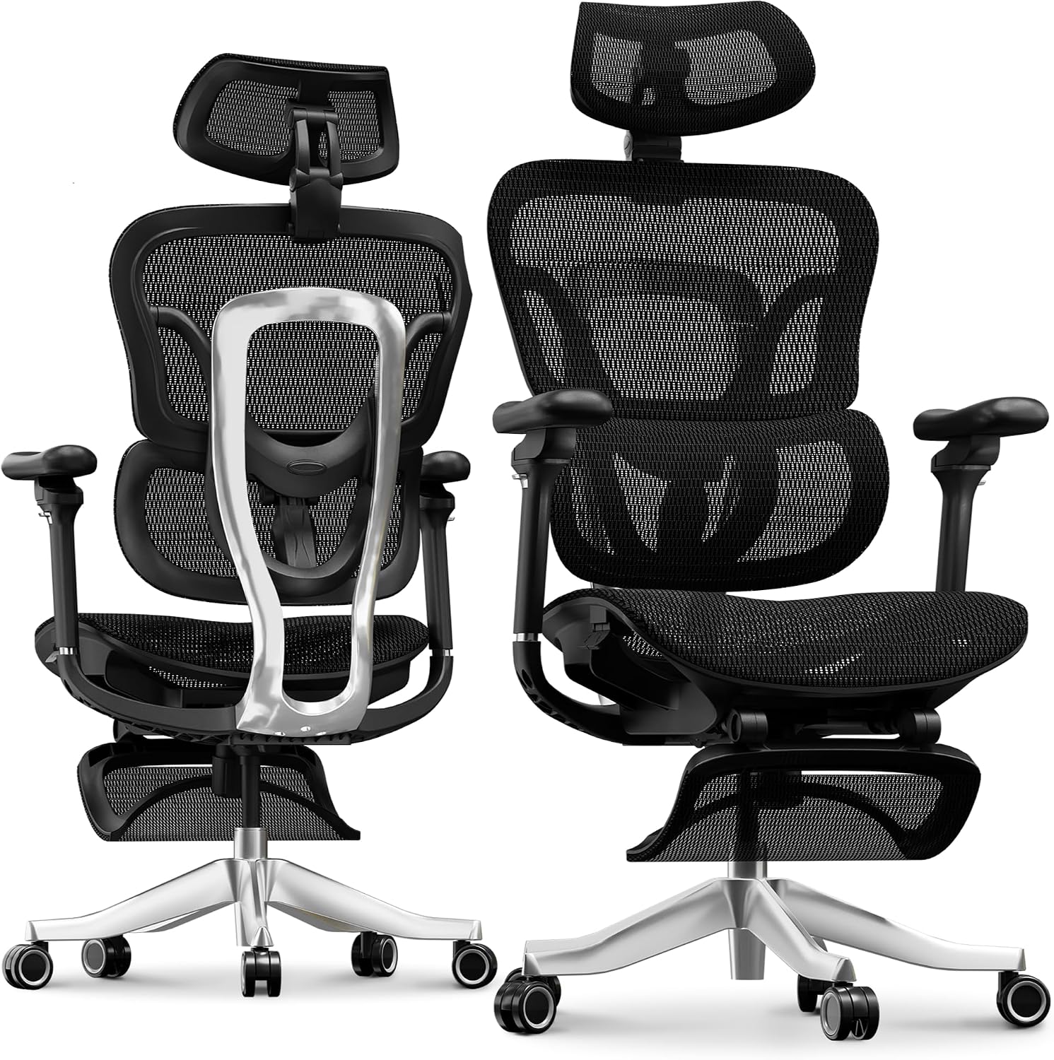 FLEXISPOT ErgoX Max Ergonomic Office Chair with footrest Black - Aluminum Alloy Frame & Base, 661 lb Capacity, 5D Armrests, 4D Adaptive Lumbar & 4D Headrest 1