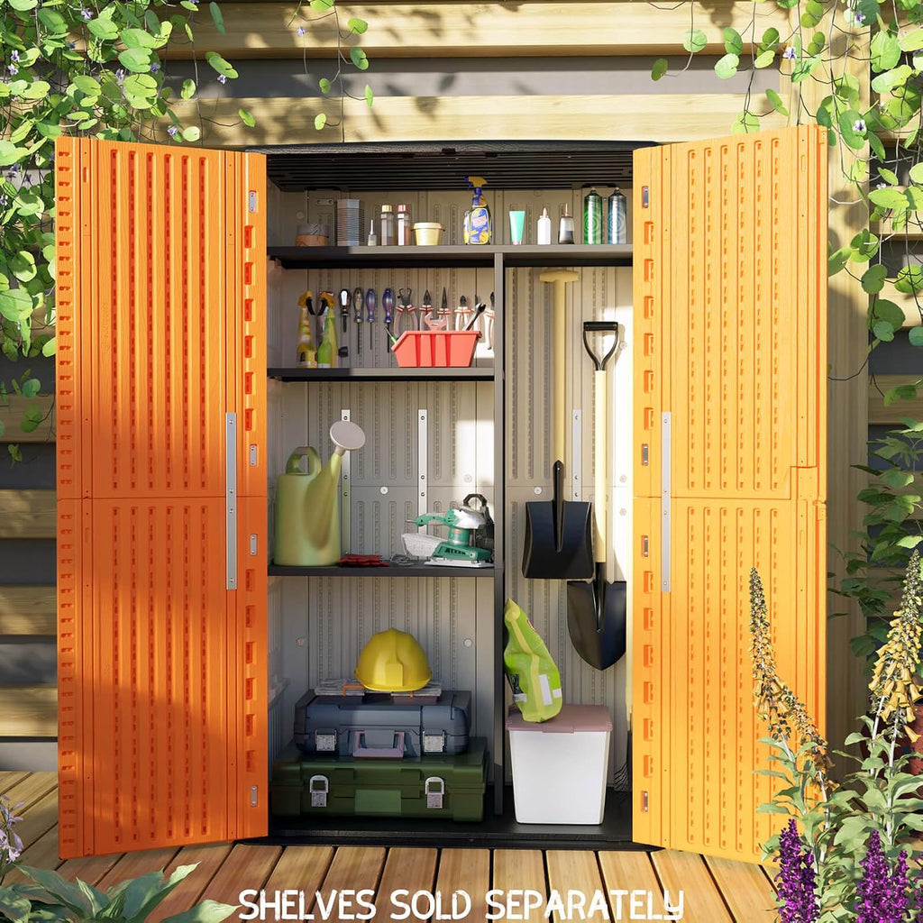 ADDOK Metal Shelve Laminate kit,Vertical Outdoor Storage Cabinet Specialized,68' x 46' x 15'(Black)