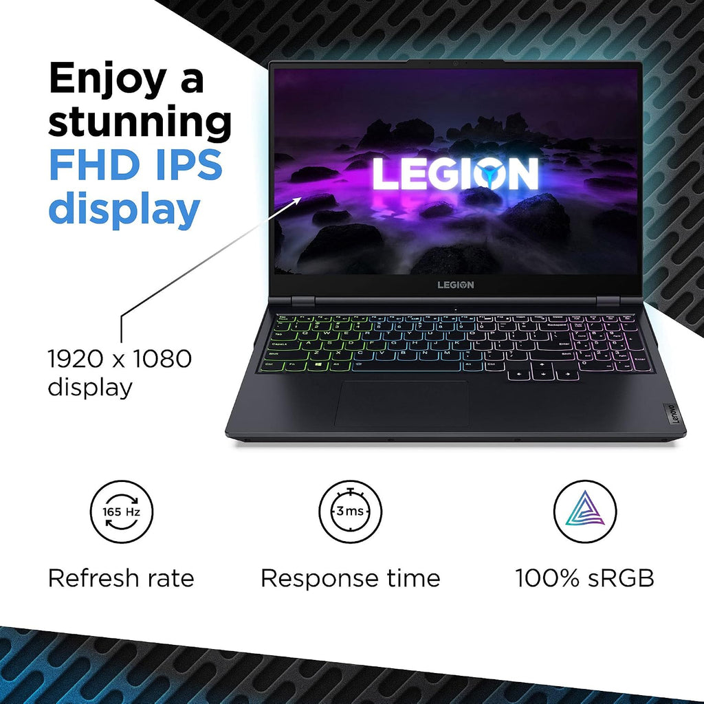 Lenovo Legion 5 Gaming Laptop, 15.6' FHD Display, AMD Ryzen 7 5800H, 16GB RAM, 512GB Storage, NVIDIA GeForce RTX 3050Ti, Windows 10H, Phantom Blue