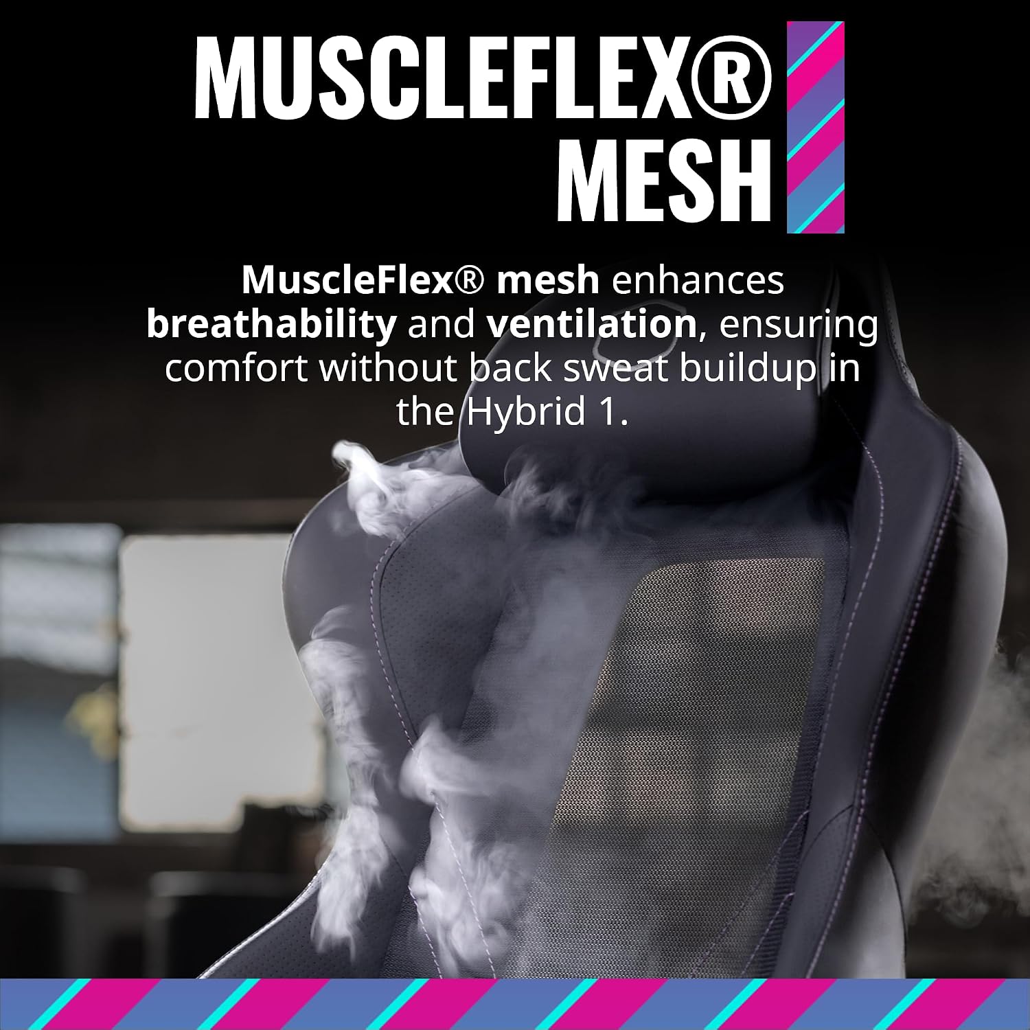 Cooler Master Hybrid 1 Ergonomic Gaming Chair MuscleFlex® Mesh, Cold-Molded Foam, Steel Frame | Aluminum Base. 180 Reclining, Adjustable Lumbar Support | Gas Lift, 360° Swivel for PC Game | Office