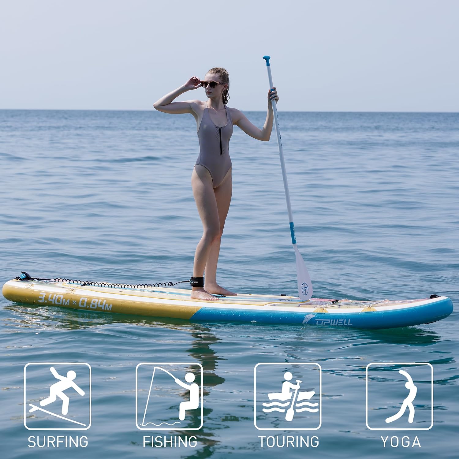 UPWELL 11'2'/11'6'Stand Up Paddle Board for Youth & Adults, Inflatable Paddle Board with Stable Design, Premium SUP Accessories, Backpack, Paddle, Leash, Pump, Fins