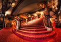 20X10ft Fabric Grand Red Carpet Ornate Gold Staircase Lobby Backdrop Luxury Theater Background for Party Decorations Wall Hanging Photo Studio Props