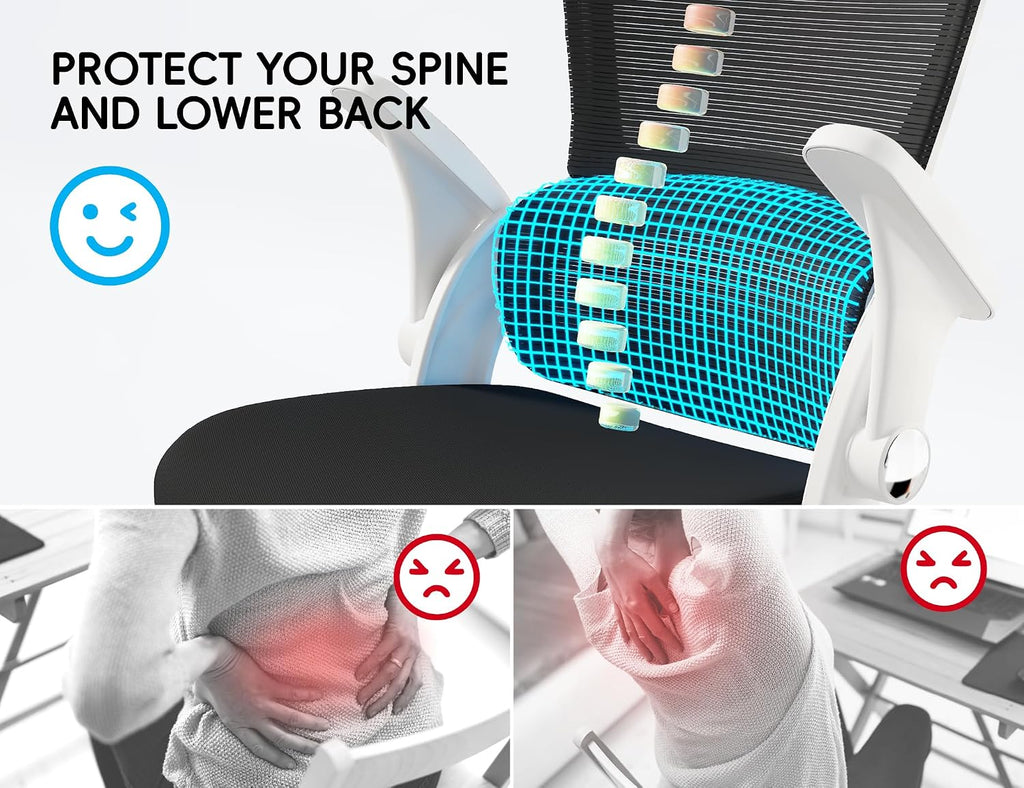 TRALT Office Chair - Ergonomic Office Chair with Back Support, Home Office Desk Chairs, 330lbs Wide Seat Big and Tall Office Chairs, Comfy Desk Chair for Work, Study, Office, Gaming (White Black)
