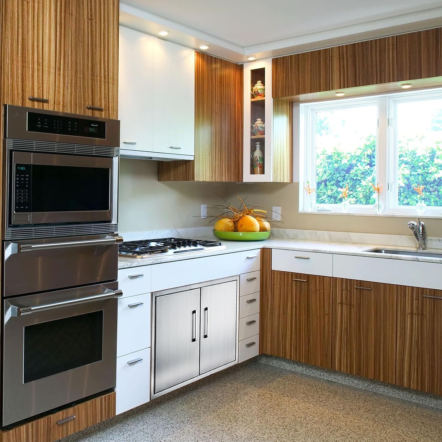 Double Door Dry Storage Pantry, 30' Stainless Steel Cabinet Storage for Outdoor Kitchen, BBQ Island, Patio Grill Station