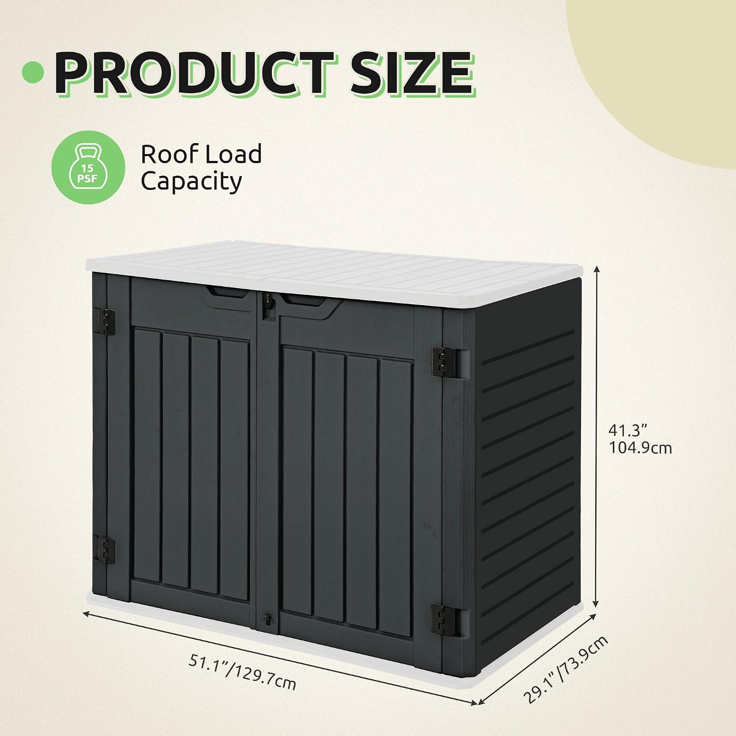 GOOBED Horizontal Shed with Padlock Latch, Outdoor Storage Shed for Backyard and Garden, 35 Cu Ft Small Storage, Waterproof, Easy Assembly, Dark Gray