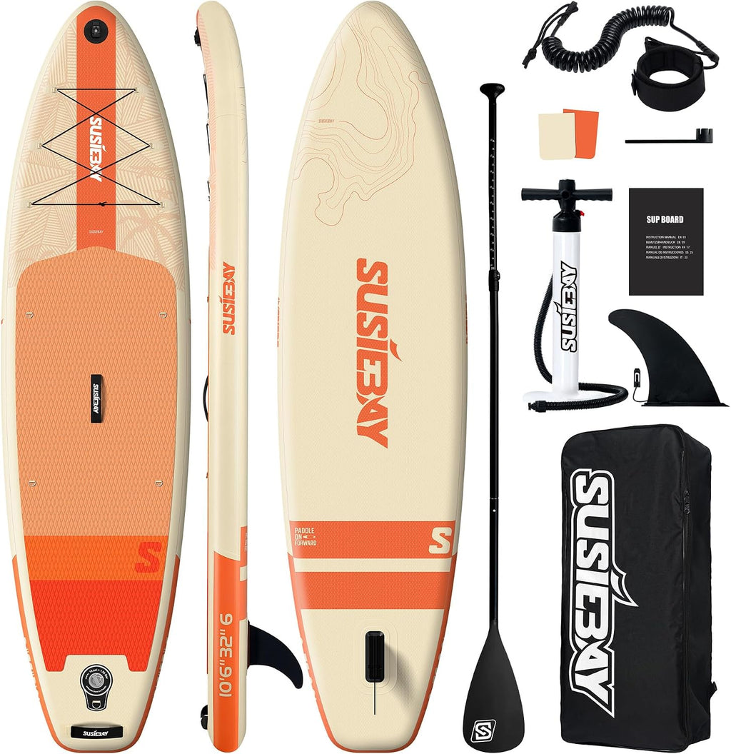 Inflatable Stand Up Paddle Board with SUP Accessories,Inflatable Paddle Boards for Adults & Youth, Anti-Slip EVA Deck,Wide Stance,Dual Action Pump,108L Backpack