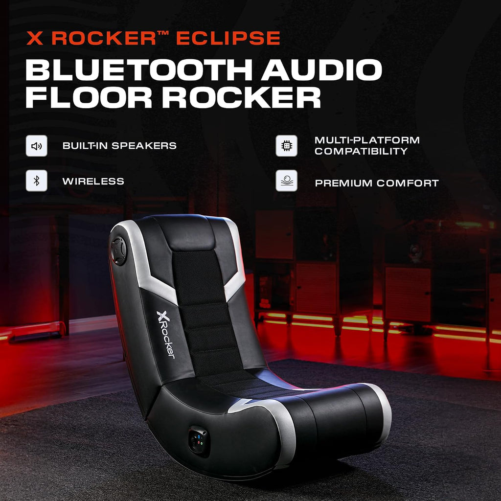 X Rocker Eclipse Video Gaming Floor Chair, Headrest Mounted Speakers, 2.0 Bluetooth, Wireless, 5110301, 31' x 27.5' x 16.5' & Nintendo Neon Purple/Neon Orange Joy-Con (L-R) - Switch