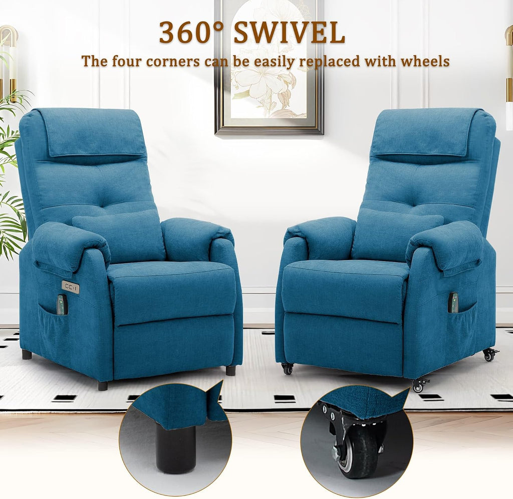 Korser Adult Electric Recliner, Roller Recliner for Small Spaces, Electric Chair with Massage and Heating Functions, USB and Type-C Charging Ports, Fabric Recliners for Living Room and Bedroom