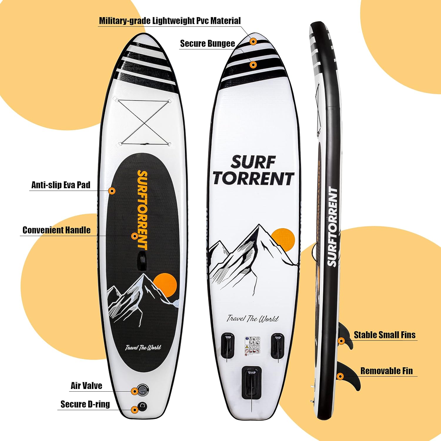 Inflatable Stand Up Paddle Board Wave Board with SUP Accessories,Inflatable SUP Board for Beginner,Youth Paddle Board,Pink or Black Paddle Board for Adult