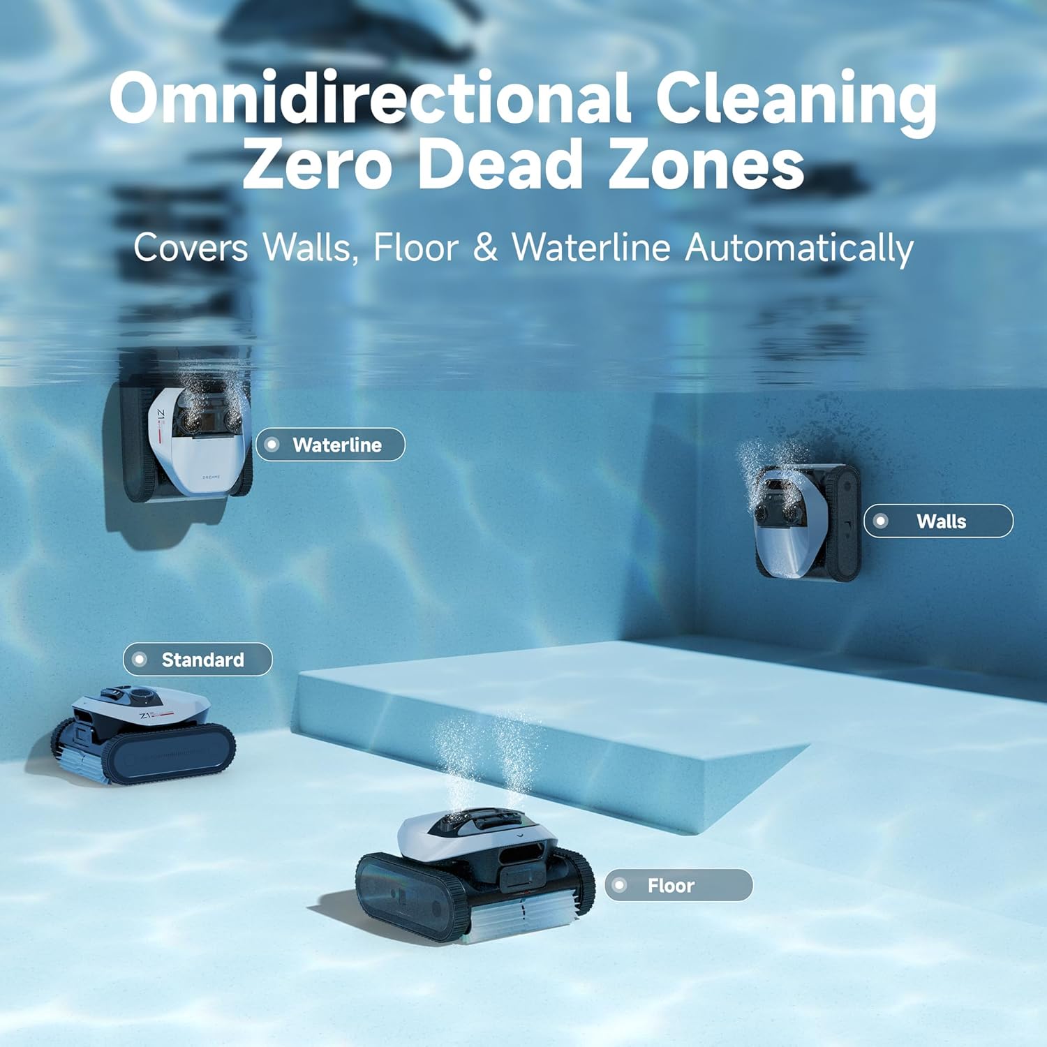 DREAME Robotic Pool Cleaner, 8000 GPH Strong Suction, 180-300 Mins Runtime, Smart Navigation Mapping, Automatic Cleaning for Wall, Waterline, Inground and Above Ground Pools