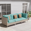 Grand patio 3-Piece Wicker Patio Furniture Set, Boho Outdoor Conversation Set Sectional Sofa with Water Resistant Thick Cushions and Coffee Table, Blue