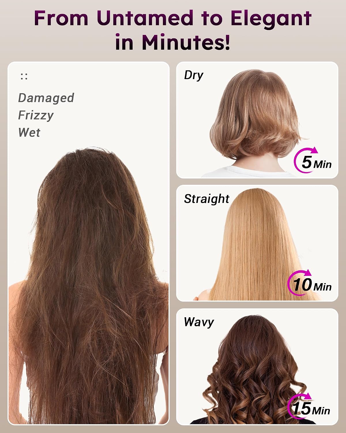 8-in-1 High-Speed Air Styler & Hair Dryer Brush, 110,000 RPM Fast Drying Multi-Styler, Auto-Wrap Curlers, Ionic Frizz-Control, 2 Oval& 2 Round Brushes, Concentrator for Blowouts, Curling&Volume