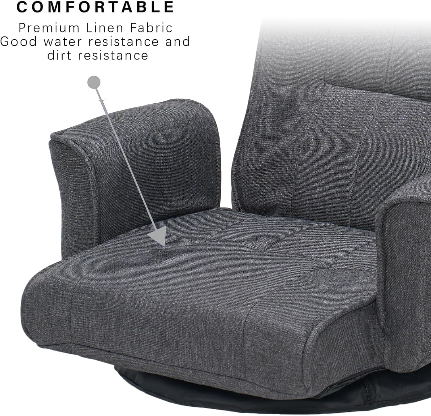 360 Swivel Gaming Chair 14-Position Adjustable Folding Floor Sofa with Armrests Lounger Bed for Home & Living Room Chaise Lounge Indoor for Adults QL201GR