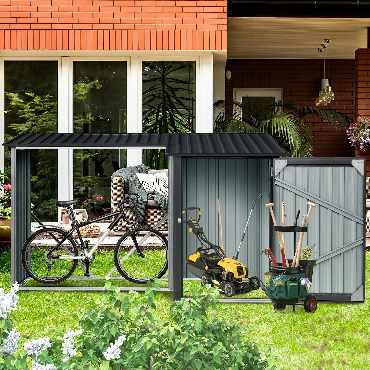 Wood Shed – Durable Galvanized Steel Firewood Storage, Rust & Weather Resistant, Open Design for Easy Access, Multi-Functional Tool Storage for Yard & Garden Use