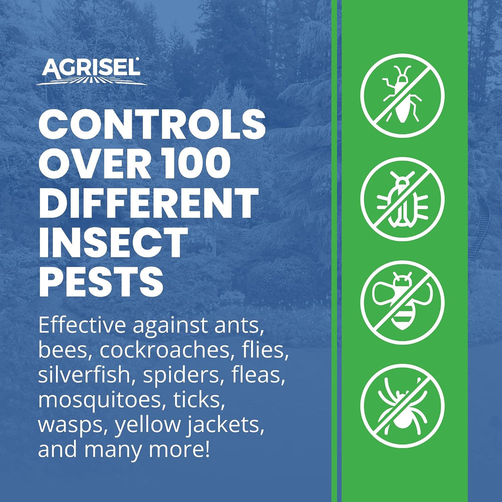Agrisel Zone Plus Insect & Pest Control, Broad Spectrum, for Indoor & Outdoor, Effective Against 100 Pests, Eco-Friendly, 3-Pack of Disposable Gloves is Included with Purchase, 128 Ounce