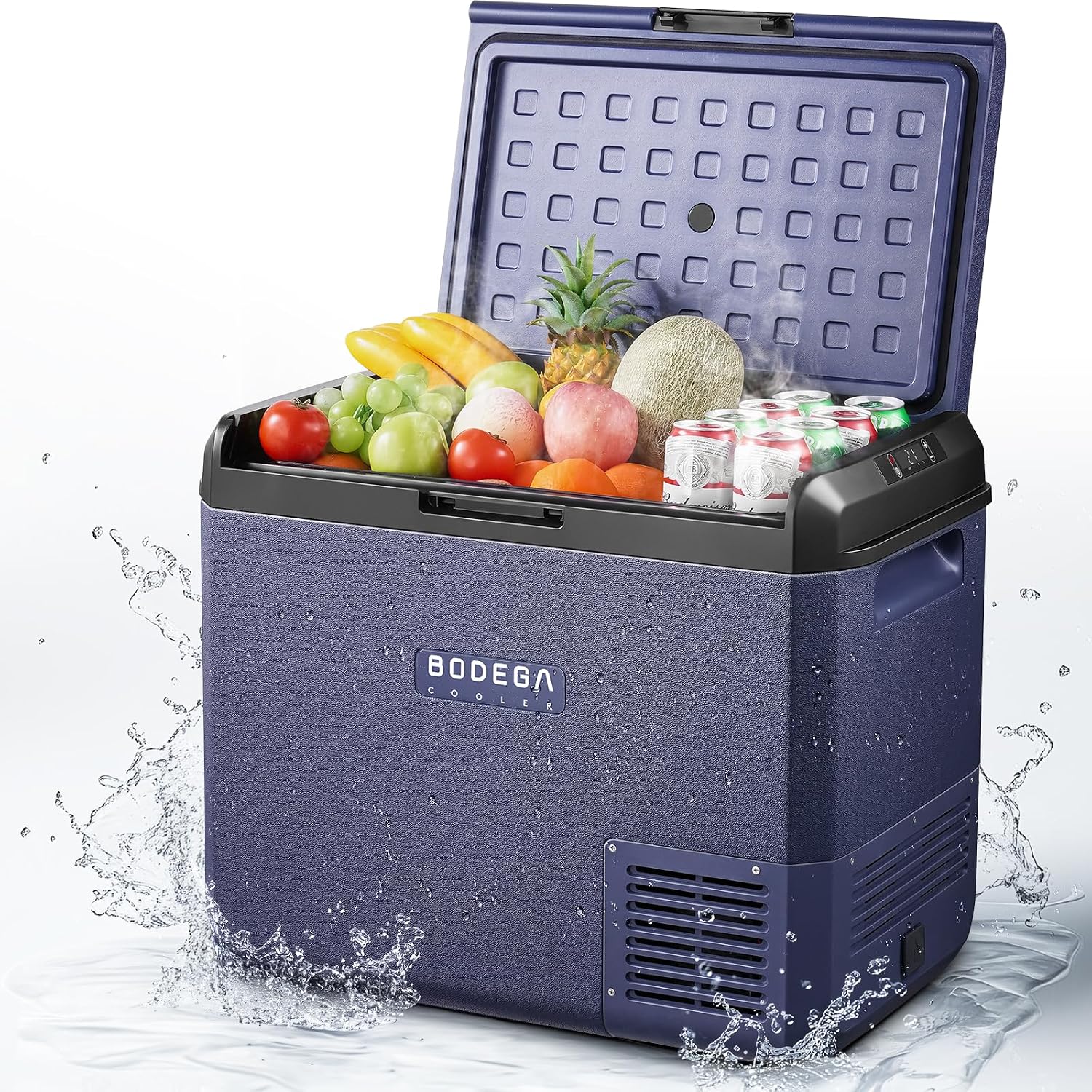 BODEGA 12v Car Refrigerator, 63QT(60L) IPX4 Waterproof Electric Cooler, APP Control Car Fridge with 12/24V DC 110-240V AC, -4℉~68℉, Portable Freezer for Truck Van RV Camping, Travel,Home
