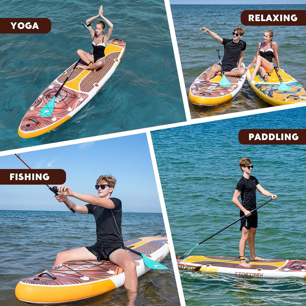 11'/11'6' x 33'/34' x 6' Inflatable SUP Paddle Board – Extra-Wide, Stable Stand Up Paddle Board with Premium Full Accessory Set for Adults & Youth
