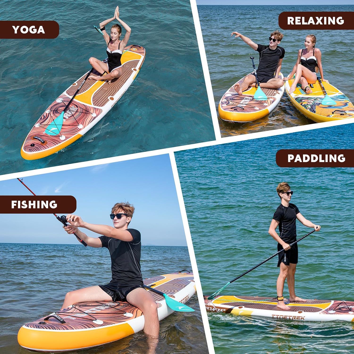 11'/11'6' x 33'/34' x 6' Inflatable SUP Paddle Board – Extra-Wide, Stable Stand Up Paddle Board with Premium Full Accessory Set for Adults & Youth
