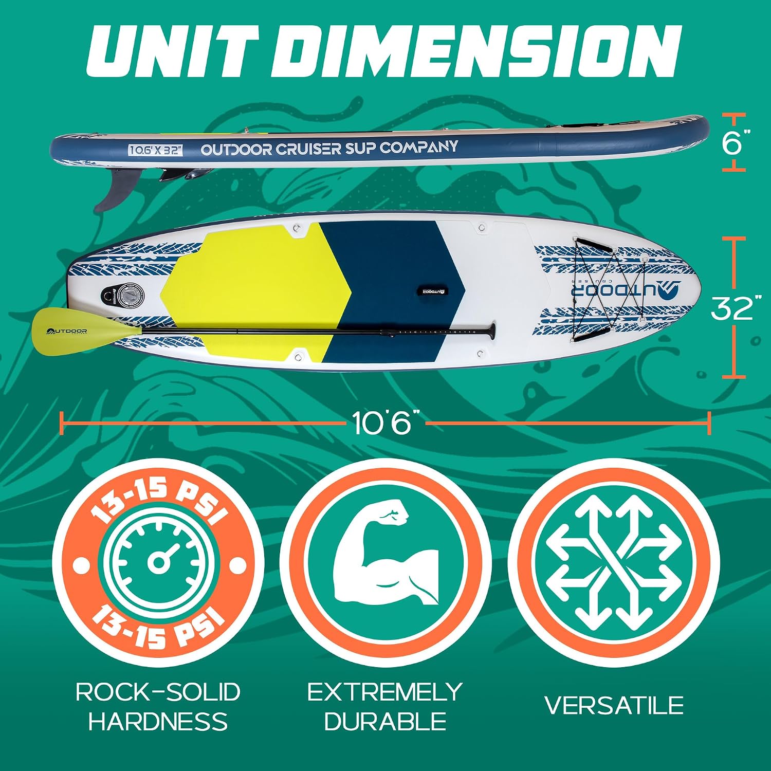 OutdoorCrusier Ultra-Portable Inflatable Stand-Up Paddle Board, Lightweight & Stable with Non-Slip Design, Complete SUP Accessories, Durable Drop-Stitch Material