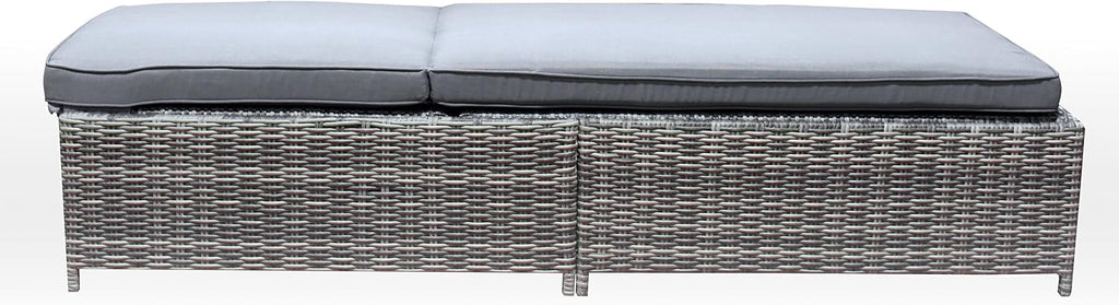 Elle Decor Vallauris Patio Outdoor Furniture Collection, Premium All Weather Wicker, Outdoor Chaise & Ottoman Set, Gray