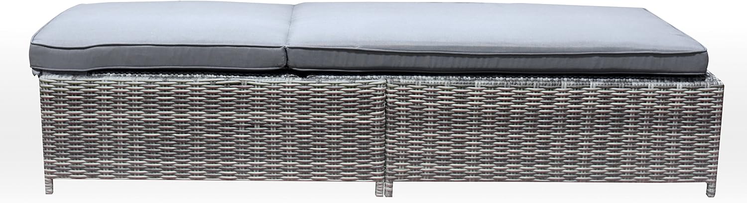 Elle Decor Vallauris Patio Outdoor Furniture Collection, Premium All Weather Wicker, Outdoor Chaise & Ottoman Set, Gray