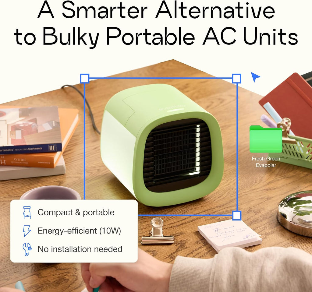 Evapolar Portable Air Conditioners - Small Personal AC Unit - Evaporative Air Cooler for Desk & Camping - Swamp Cooler - Evachill, Green