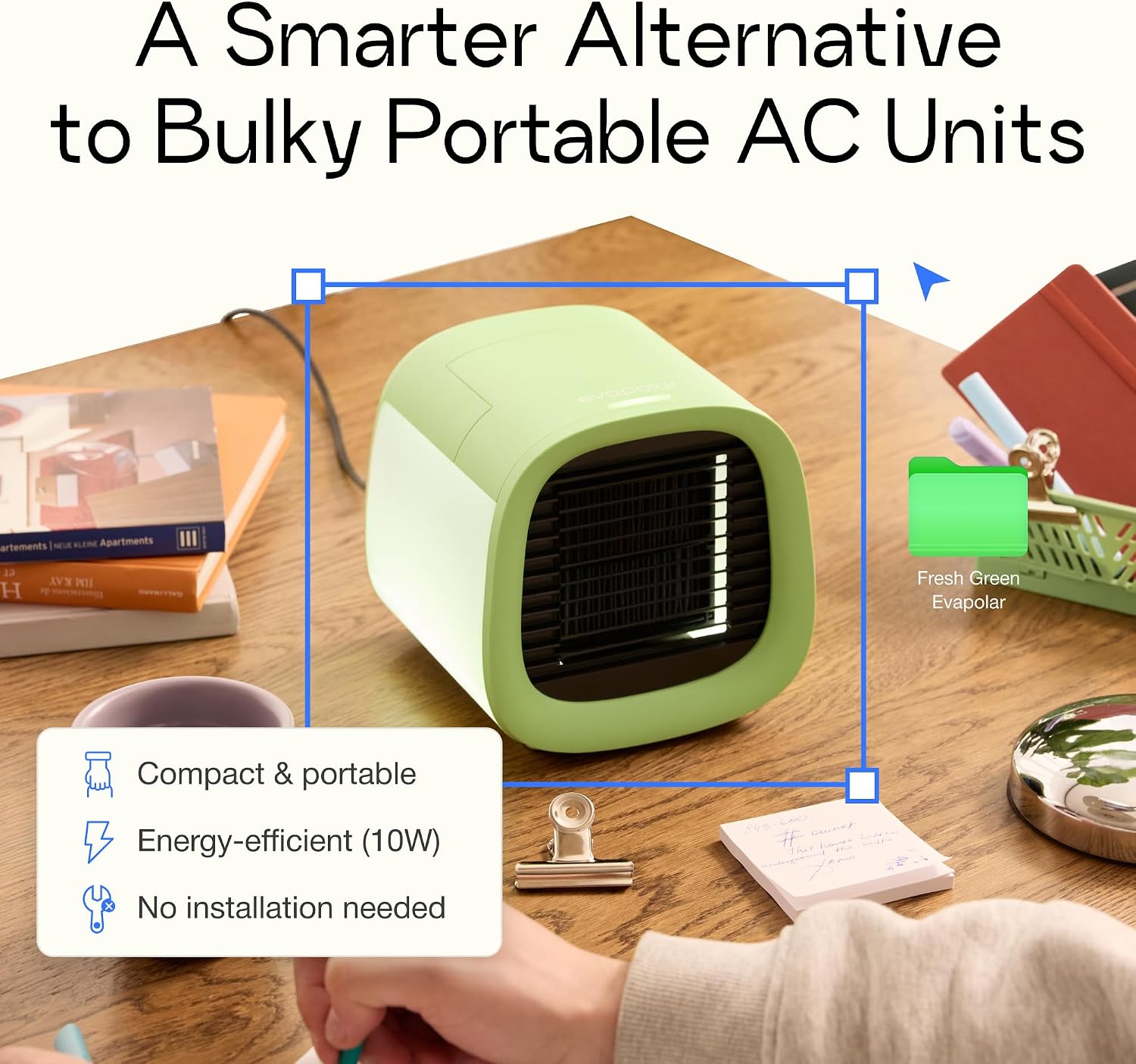Evapolar Portable Air Conditioners - Small Personal AC Unit - Evaporative Air Cooler for Desk & Camping - Swamp Cooler - Evachill, Green