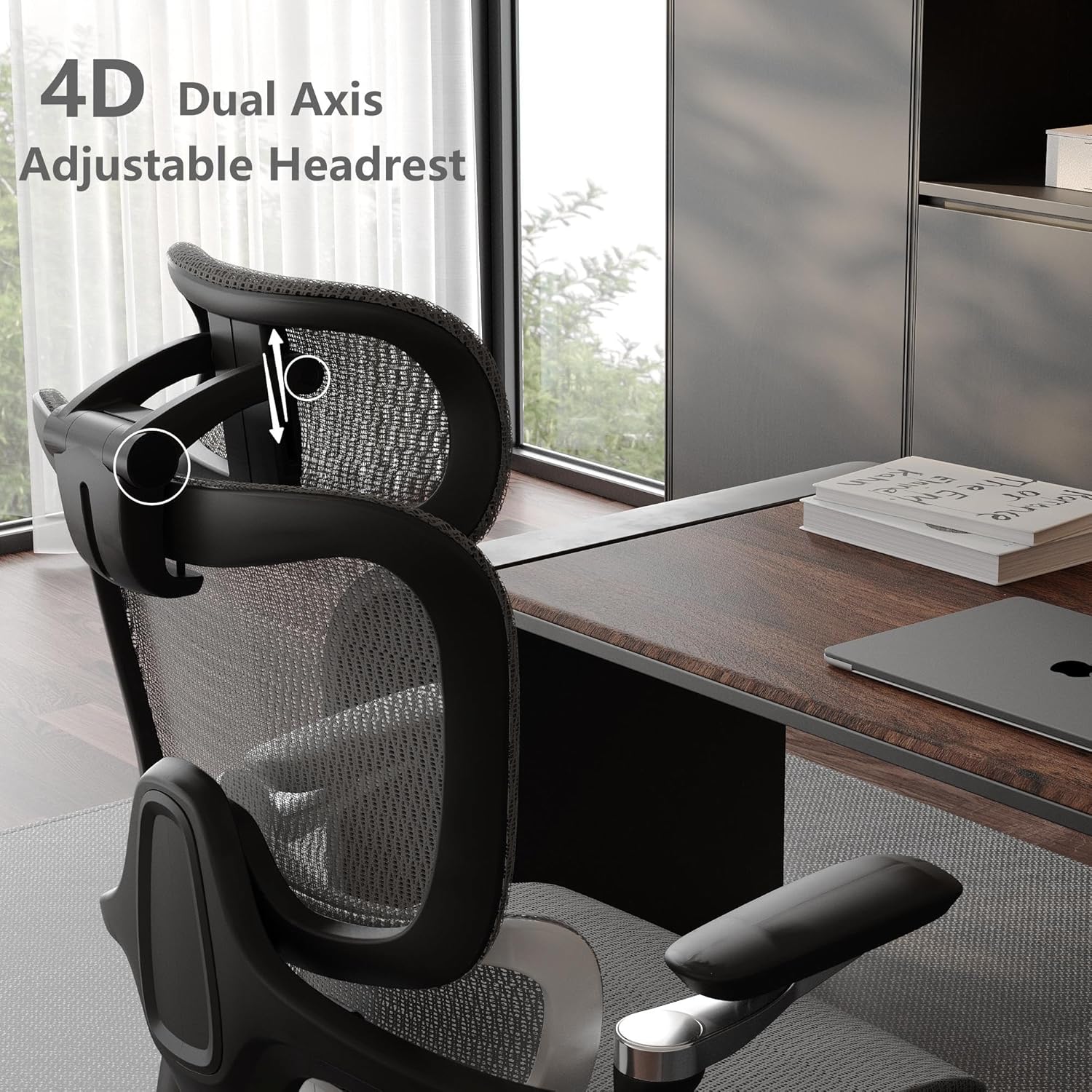 Ergonomic Office Chair with Adjustable 3D Lumbar Support, Mesh Computer Chair 5D Armrests, Home Desk Chair with 4D Headrest, 90-130°Tilt, BIFMA Certified, Model Zen (Grey)