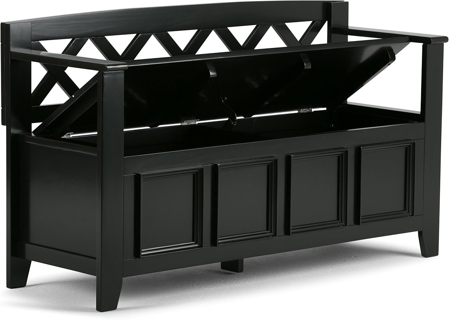 SIMPLIHOME Amherst Entryway Storage Bench - 48 inch Wide Solid Wood Hallway Seat in Black, Transitional Bench for Entryway or Living Room with Lift-Up Lid and Spacious Storage