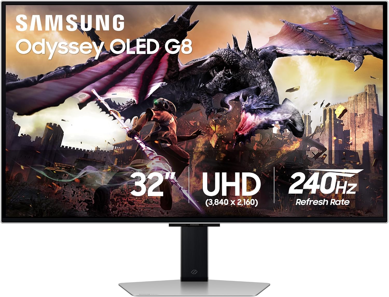 Samsung 32DG8 32 Inch Odyssey G80SD 4k UHD Smart Gaming Monitor with 5 Year Amber Protection Plan (2024)
