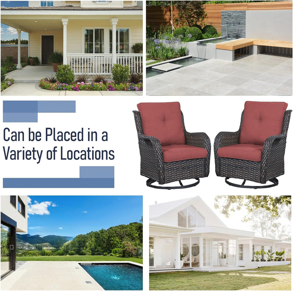 Swivel Rocker Patio Chairs：2 Pieces Patio Swivel Rocker Chairs with Wicker Armrests Patio Swivel Rocking Chairs Outdoor Swivel Rocker Patio Chair