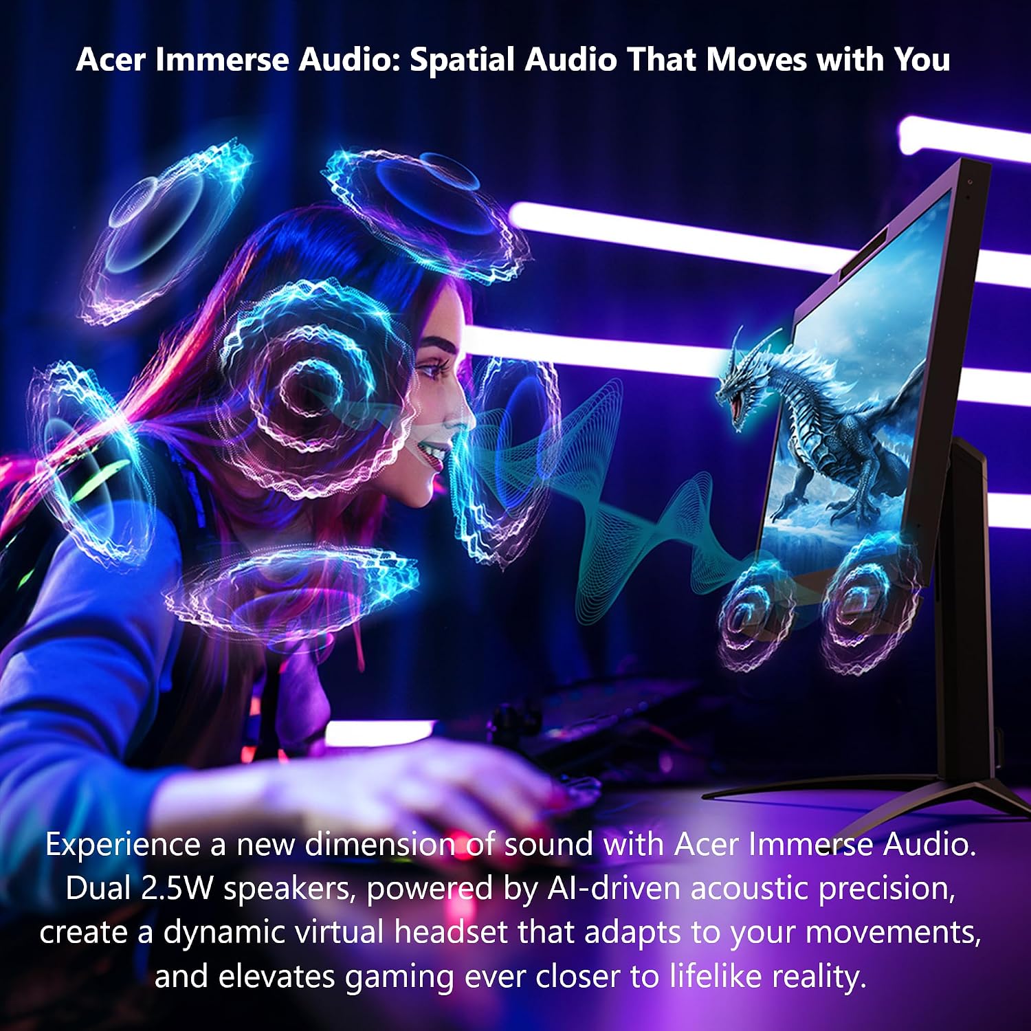 acer Predator SpatialLabs View 27 PSV27-2 27' Ultra HD Stereoscopic 3D Gaming Display | Eye Tracking | Real-Time Rendering | AI Technologies I AMD FreeSync Premium (G-SYNC Compatible) | 160Hz