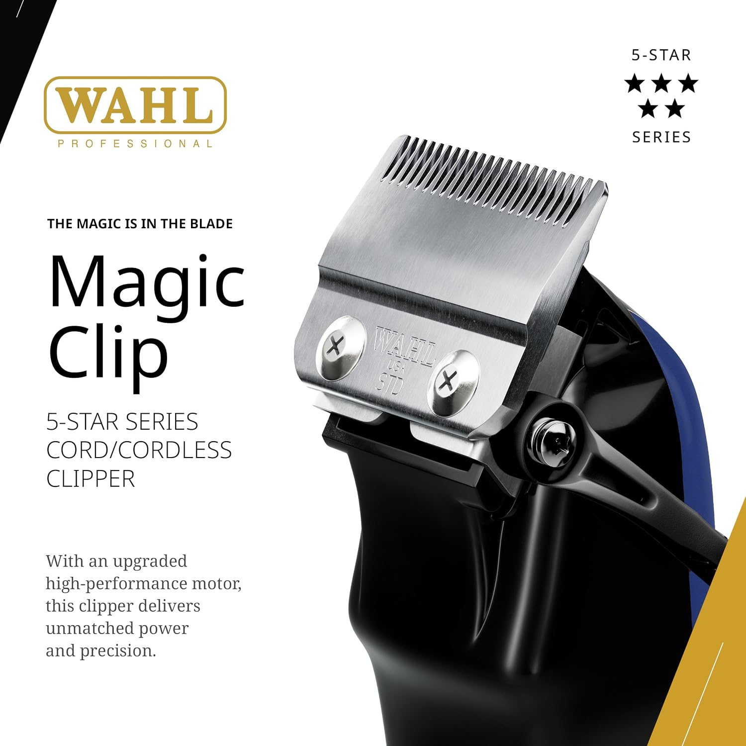 Wahl Professional 5 Star Series Magic Clip Cordless Hair Clipper, Stagger-Tooth Blade Professional Hair Trimmer with Attachments, 100+ Minute Run Time