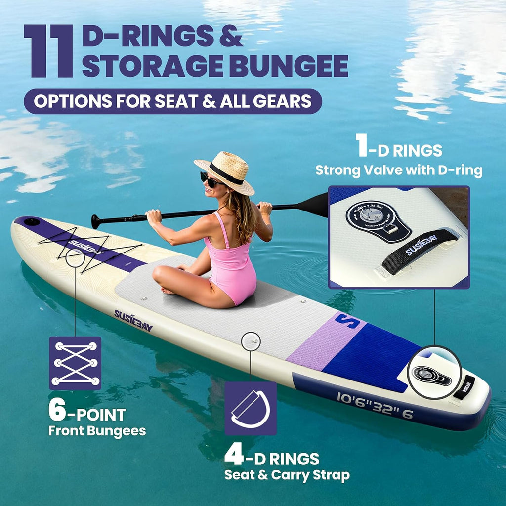 Inflatable Stand Up Paddle Board with SUP Accessories,Inflatable Paddle Boards for Adults & Youth, Anti-Slip EVA Deck,Wide Stance,Dual Action Pump,108L Backpack