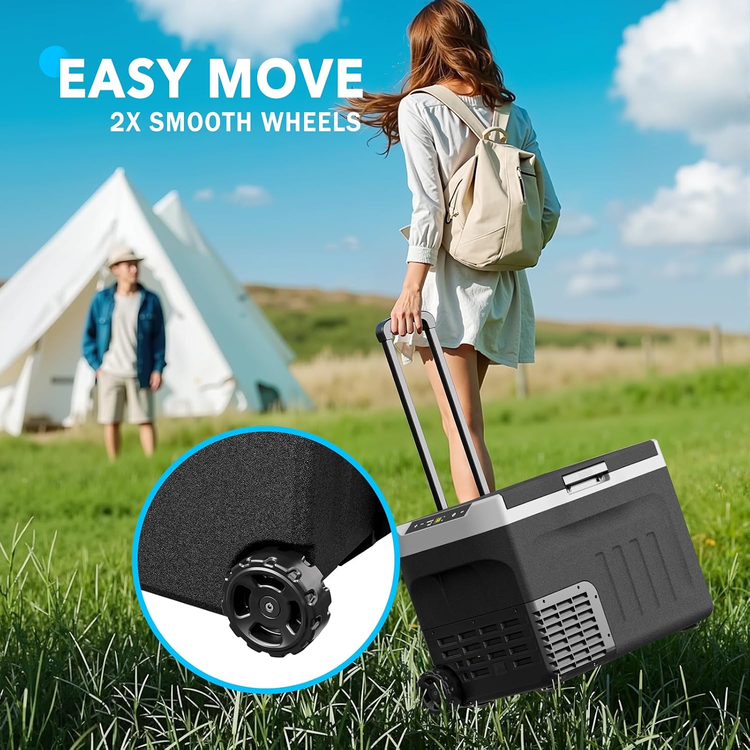 12 Volt Refrigerator, 43QT(40L) Compressor Electric Cooler, Car Fridge -4℉~68℉, Portable Refrigerator 12V/24V DC 110-240V AC, Compact Freezer for Vehicle RV Camping Truck Boat Travel, Black