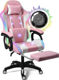 RGB Gaming Chair with Massage, Footrest and Dual Speakers, Racing Computer Chair with Lumbar Support and Headrest, for Adults, Teens and Kids, Enhance Gaming Experience!