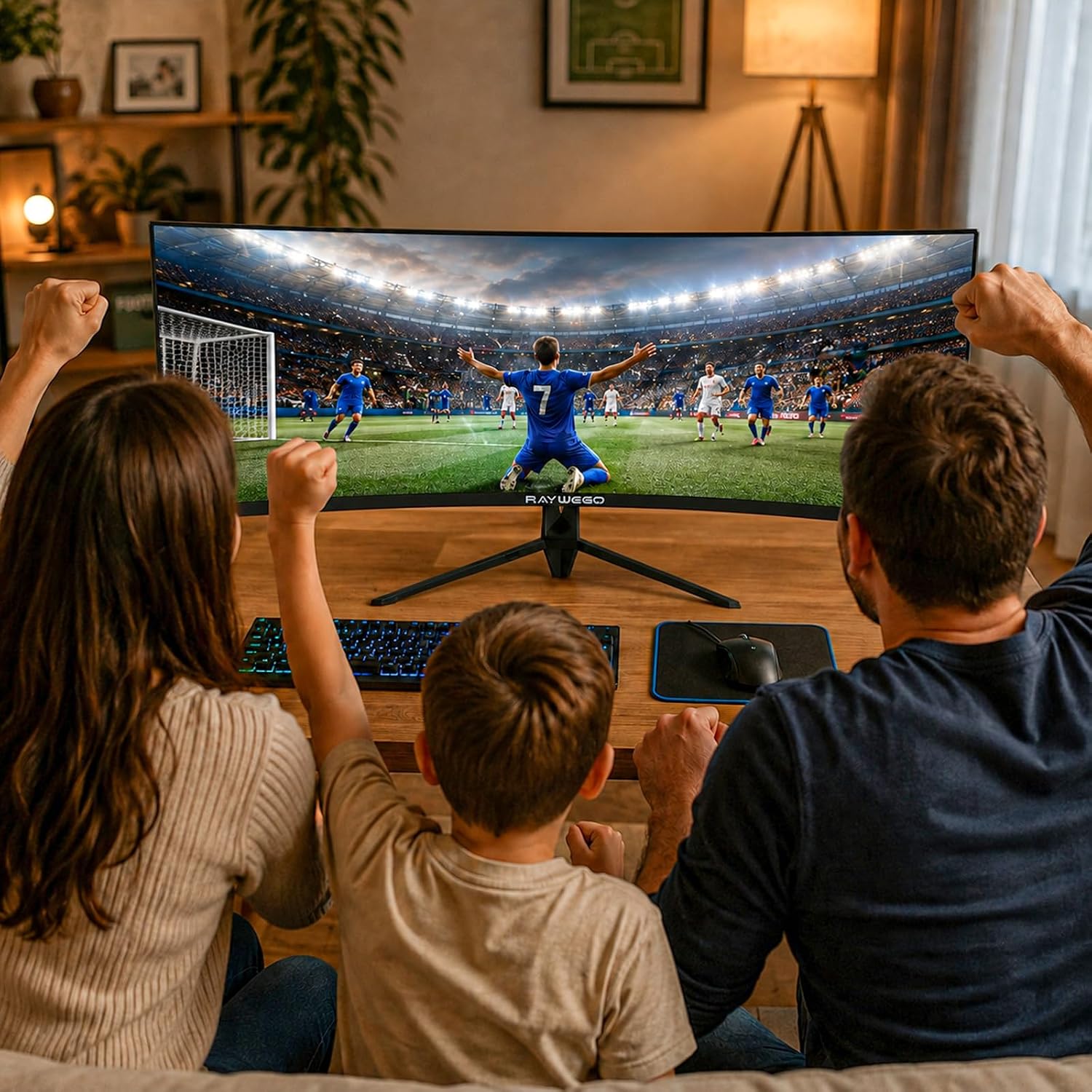 Raywego 34 Inch Curved Gaming Monitor, 165Hz 1500R WQHD(3440 x 1440), 1ms MPRT, FreeSync, PIP/PBP, 127% sRGB, HDR, HDMI2.0 & DP1.4 VESA, Tilt Adjustable, Pro Gaming (DP Cable Included)