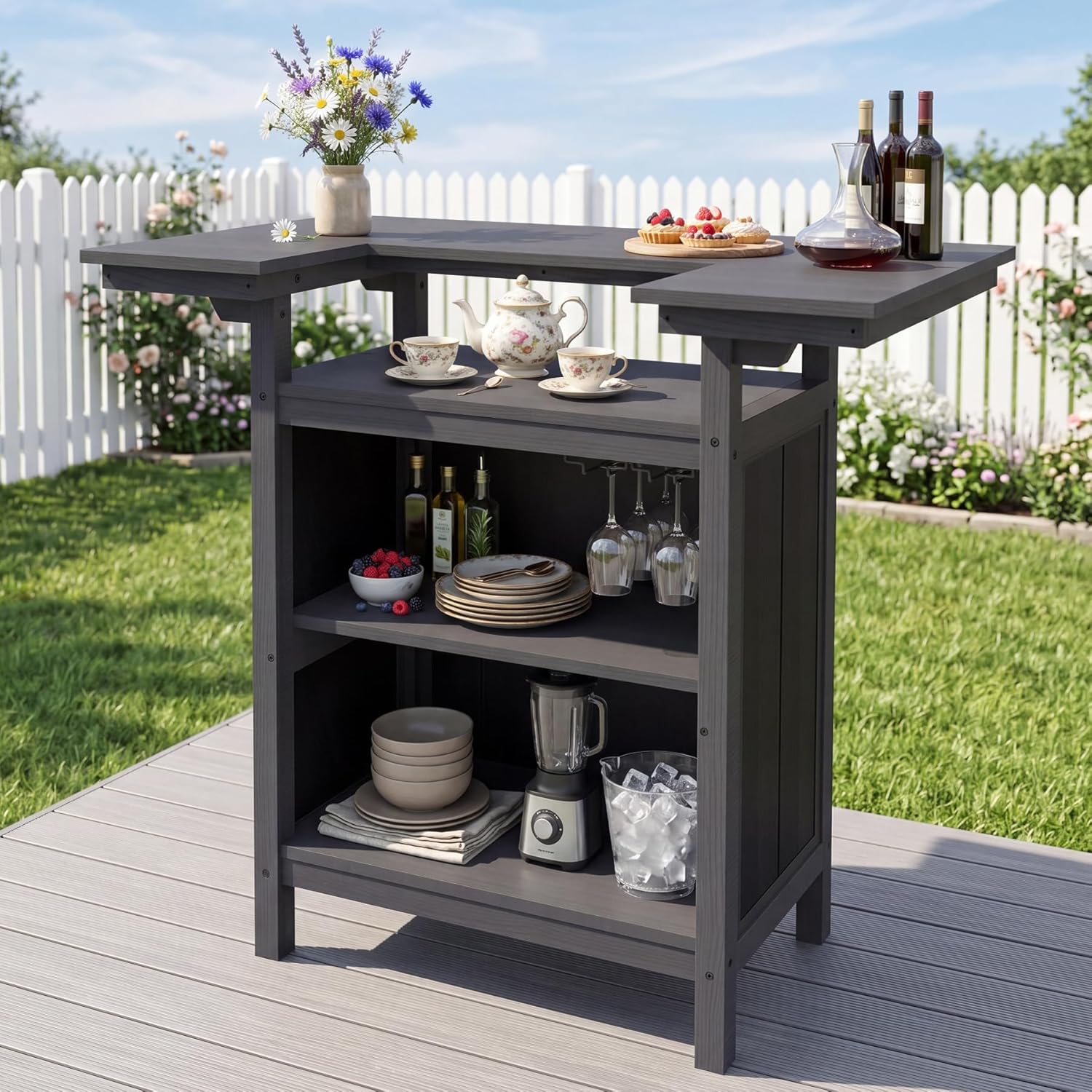 Outdoor Bar, Patio Bar, Outdoor Kitchen Island, Outside Bar, Backyard Bar, HDPE & Aluminum Frame for Entertaining